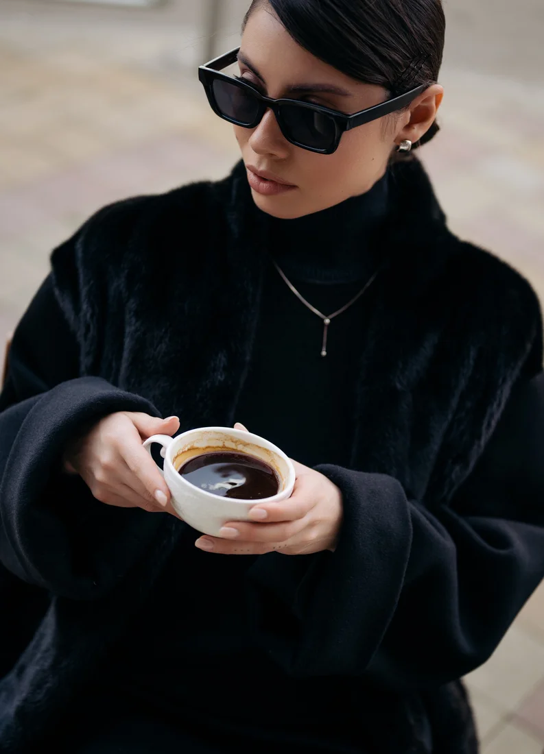Black Cashmere Coat with Mink - Image 14