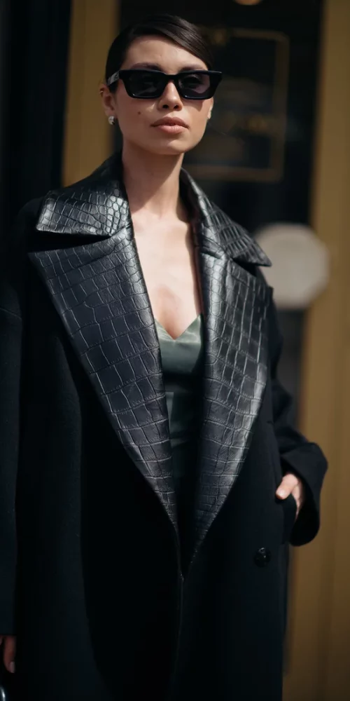 Crocodile-Trimmed Cashmere Coat