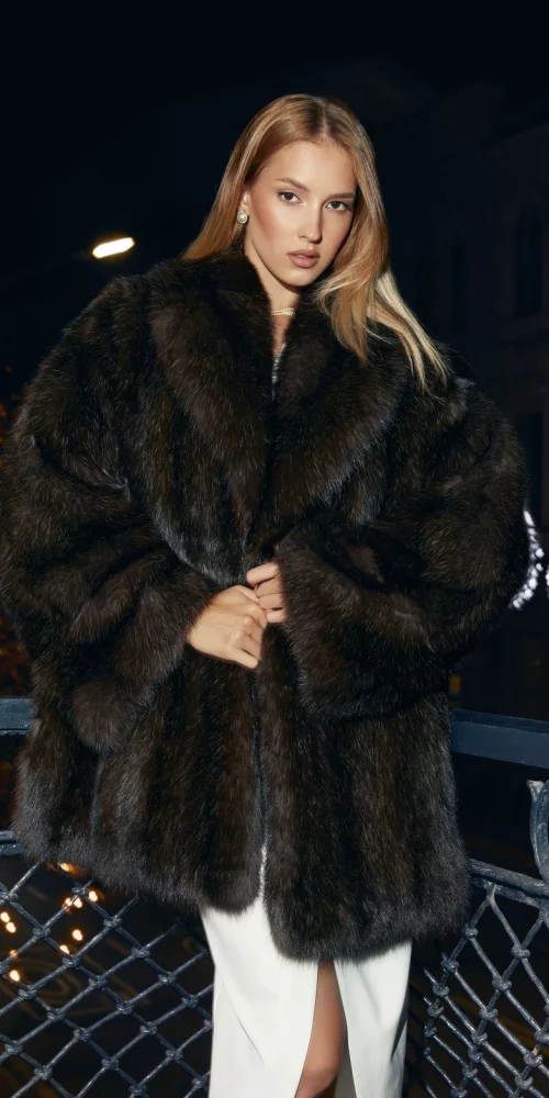 Sable Fur Coat with Longitudinal Cut
