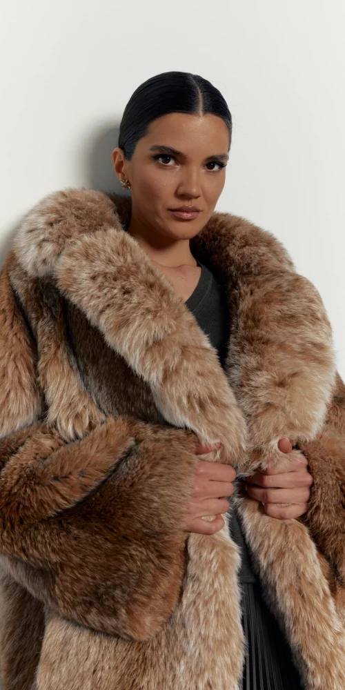 Longline Lynx Fur Jacket with English Collar