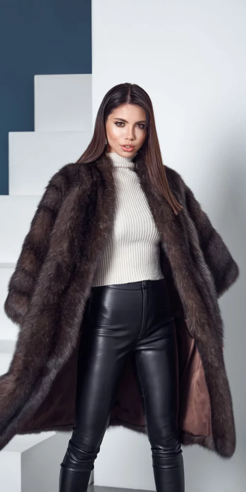 Sable Fur Kimono-Style Coat
