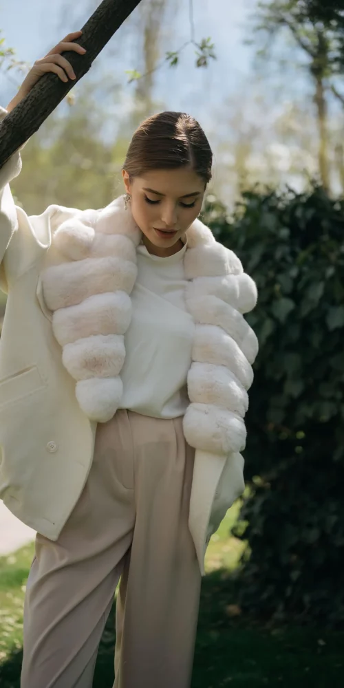 Cashmere Jacket with Chinchilla Fur Trim
