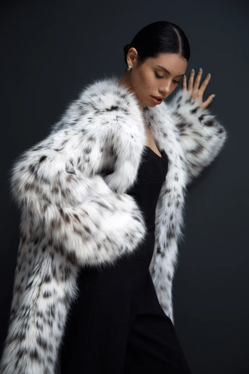 Canadian Lynx Fur Coat with Hood