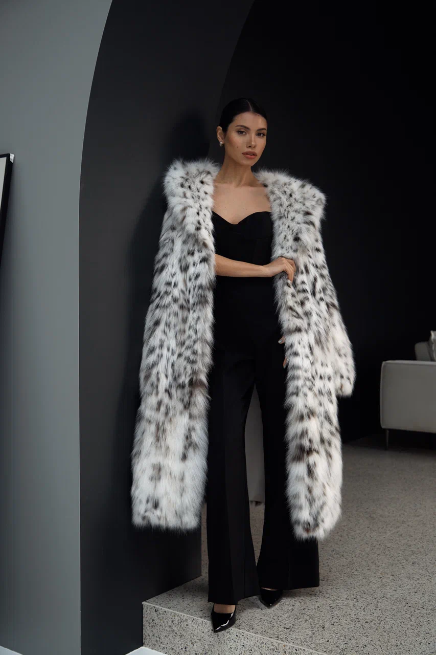 Canadian Lynx Fur Coat with Hood