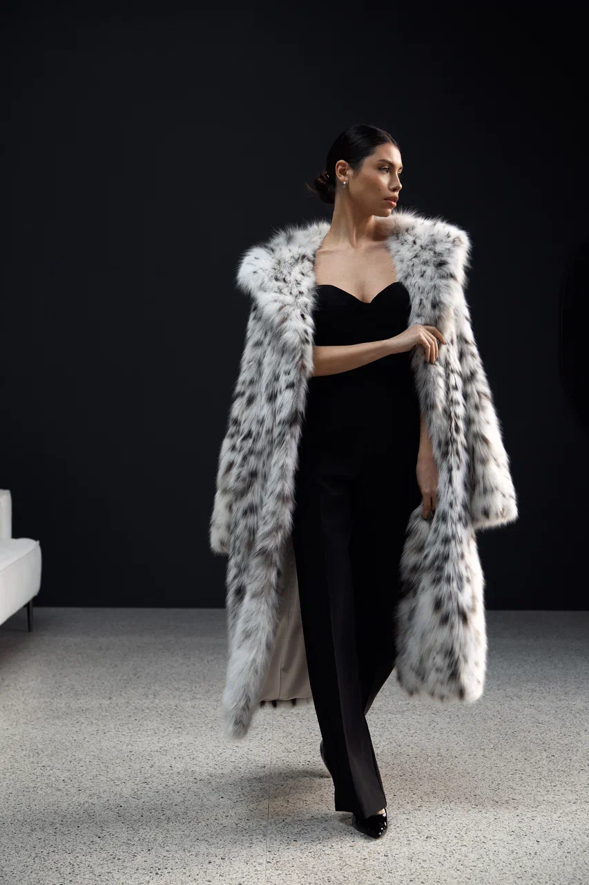 Canadian Lynx Fur Coat with Hood