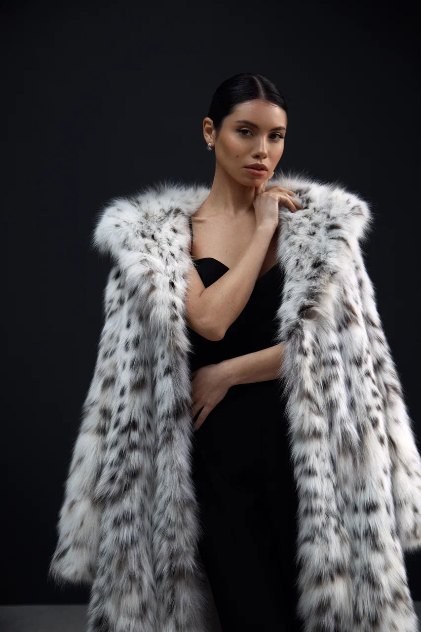 Canadian Lynx Fur Coat with Hood