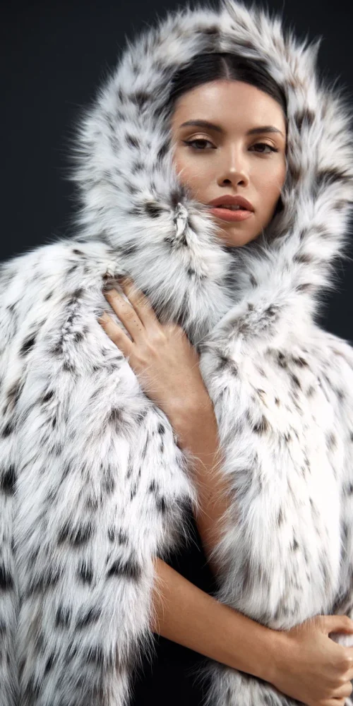 Canadian Lynx Fur Coat with Hood