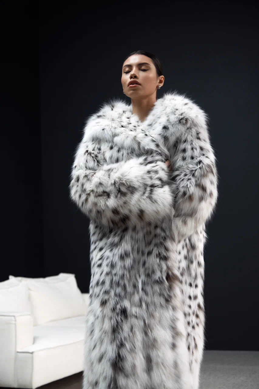 Canadian Lynx Fur Coat with Hood