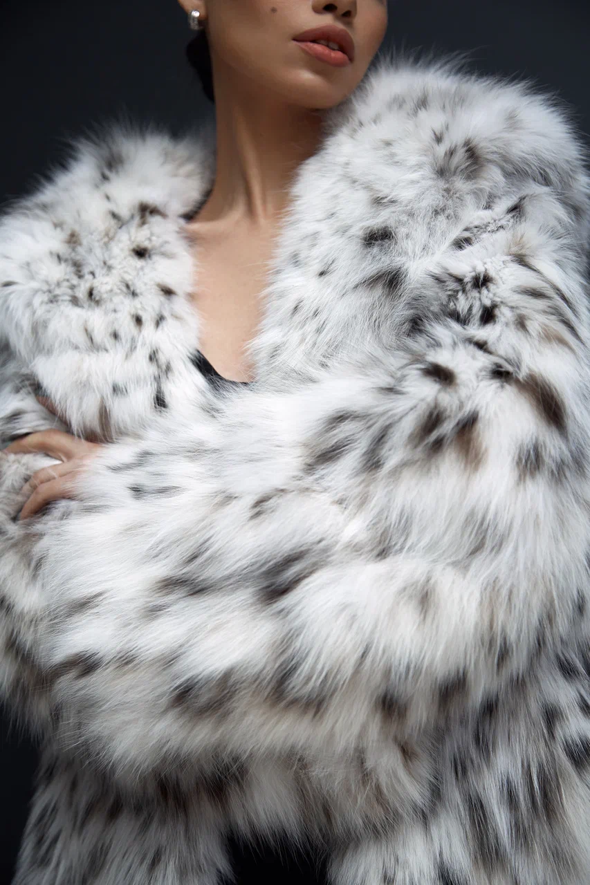 Canadian Lynx Fur Coat with Hood