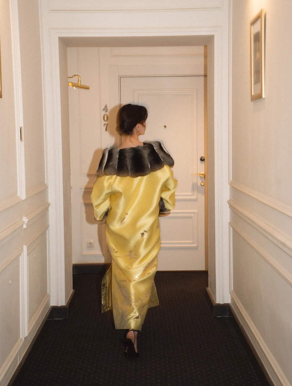 French Jacquard & Chinchilla Kimono