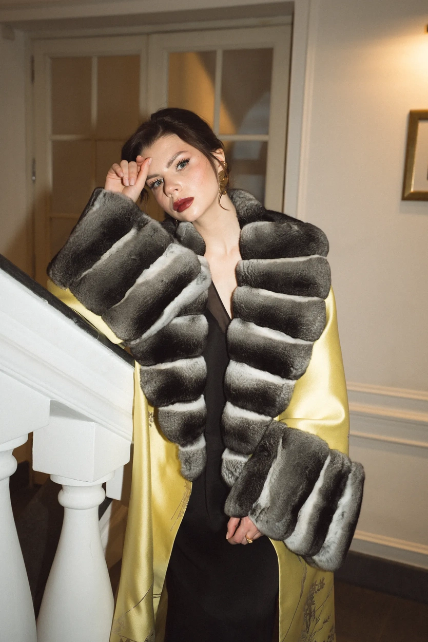 French Jacquard & Chinchilla Kimono